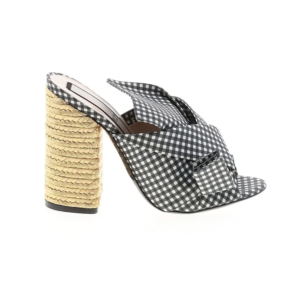 No. 21 Vichy Bow Espadrille Heel Mules Sandals Brand NEW Size 38